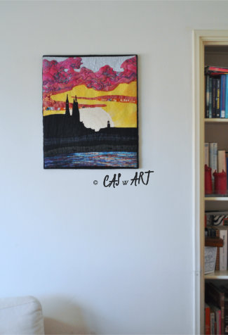 Gebouwen tegen lucht afgetekend